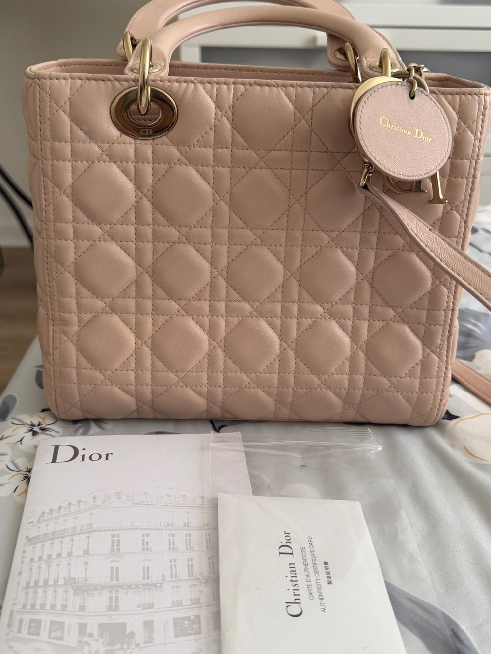 Lady Dior medium Quilted Satchel in Blush Pink with Gold Hardware. Sale price ! - Picture 2 of 13